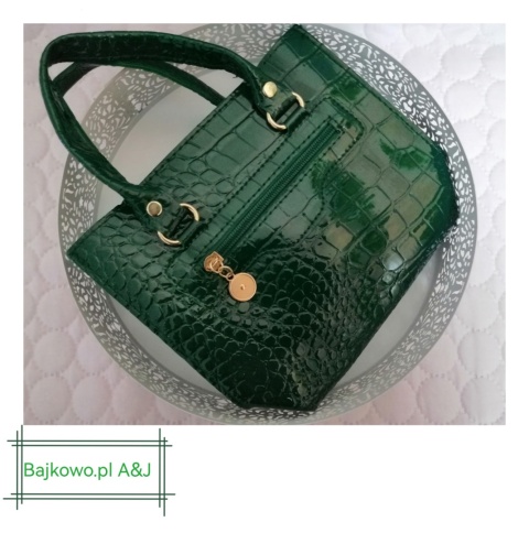 Torebka Damska , skóra ekologiczna zielona