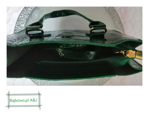 Torebka Damska , skóra ekologiczna zielona